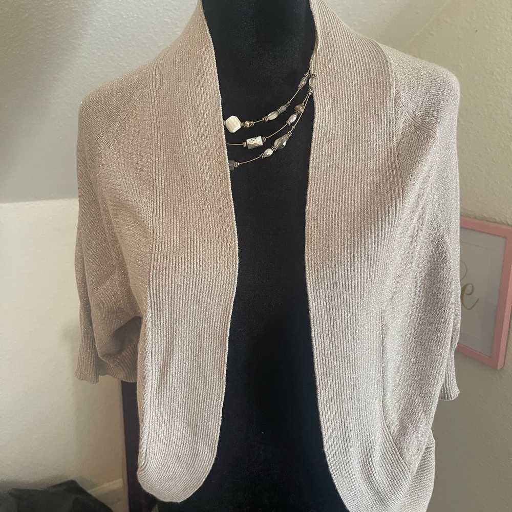 Calvin Klein Women's silver glitter Shrug